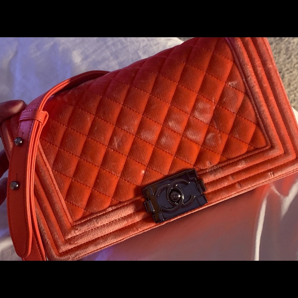 Chanel Suede Coral Boy Bag